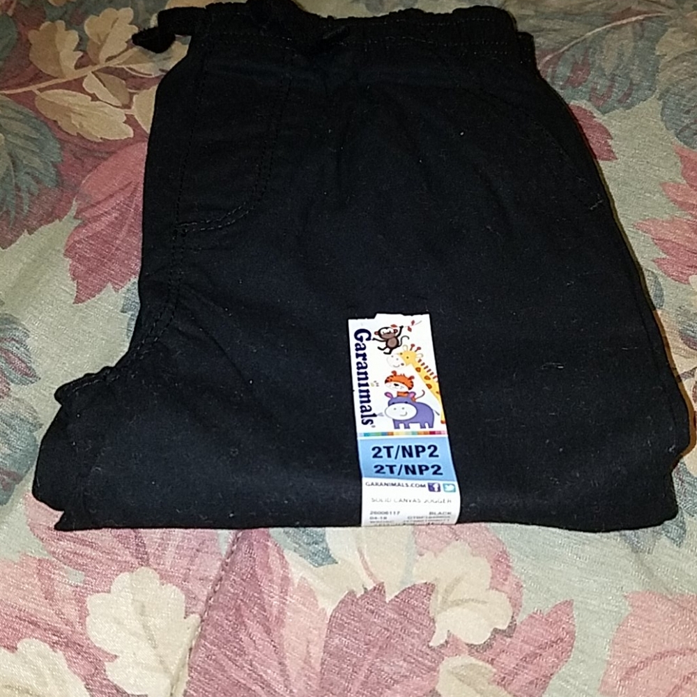 Toddler boy's black solid canvas joggers